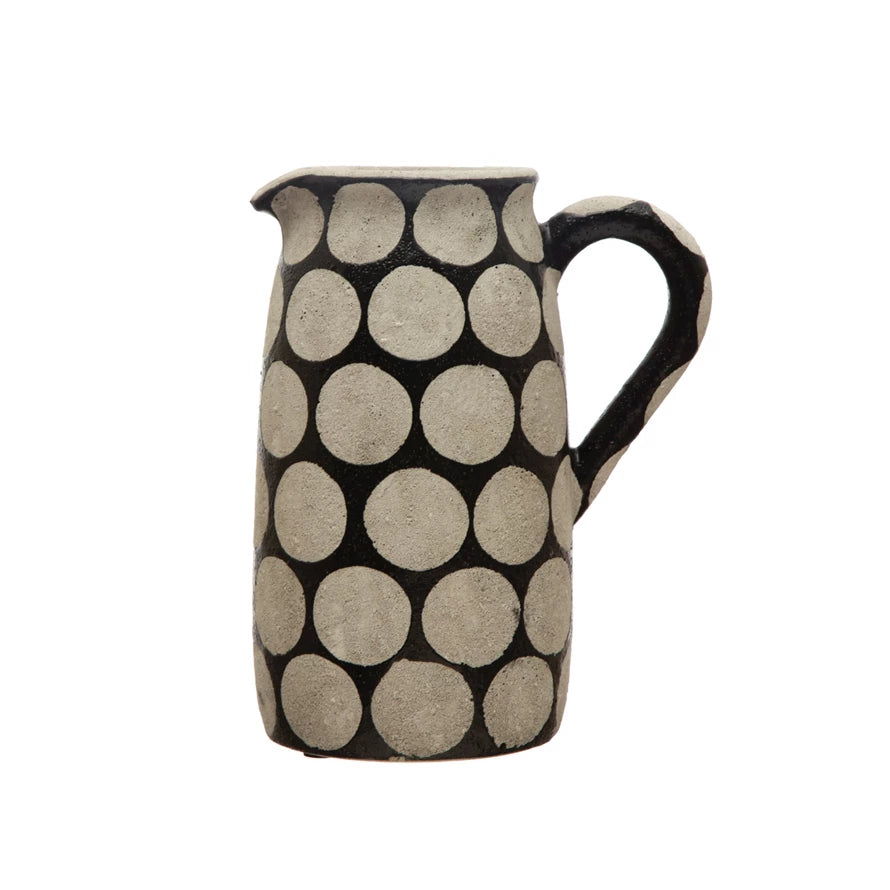 Pitcher/Vase - Dots, Black & Cement