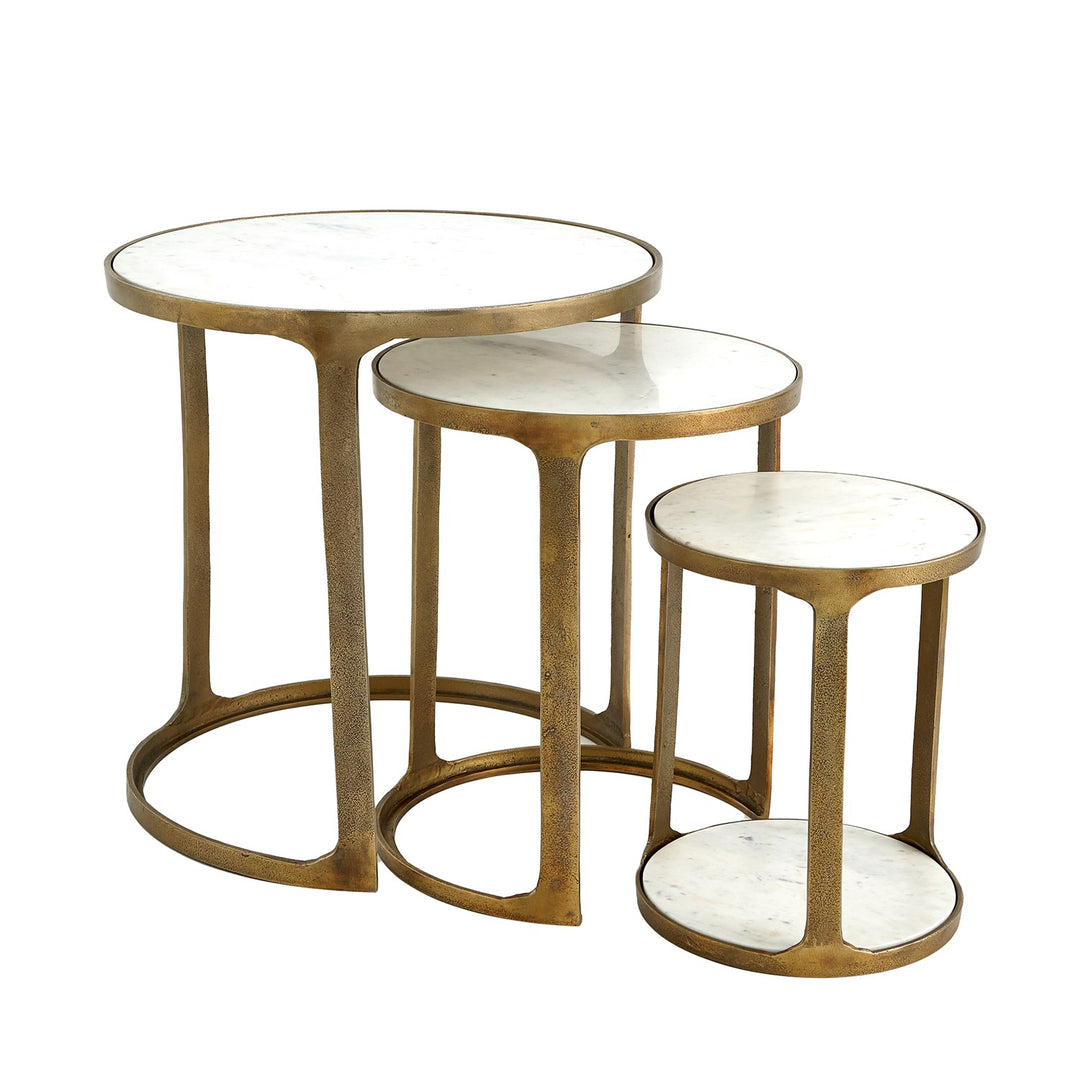 - Marble & Brass Nesting Tables - Set of 3 -