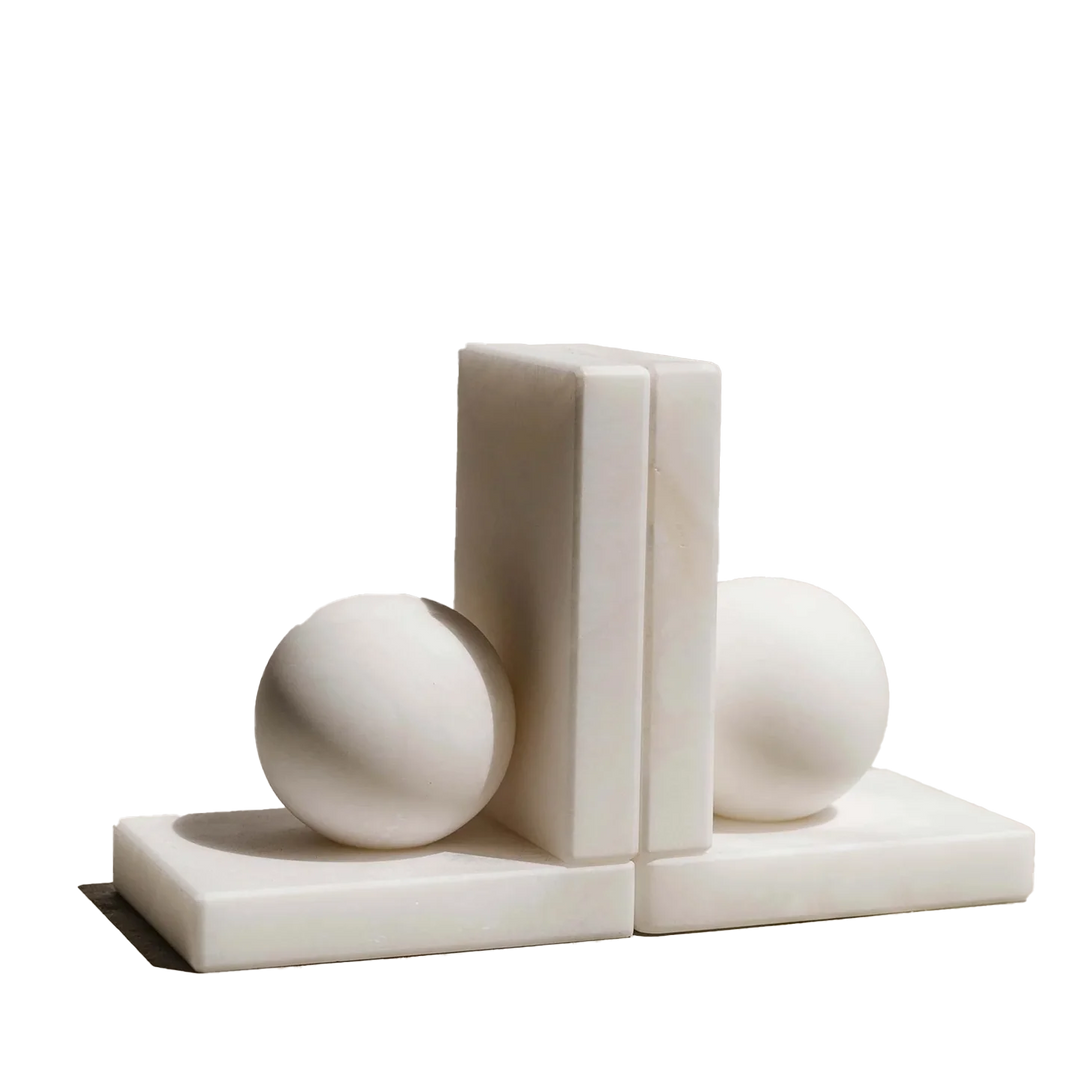 - Alabaster Ball Bookends -